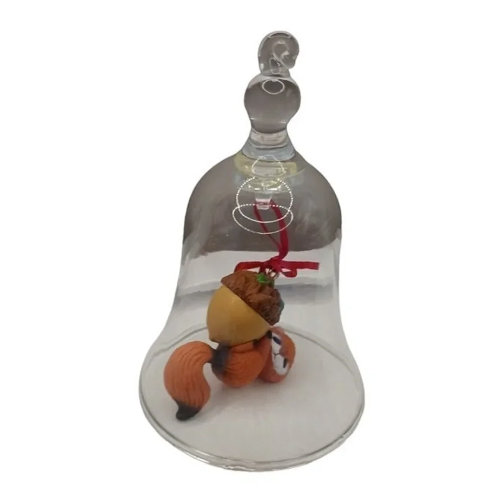Hallmark vtg bell ring squirel glass bell